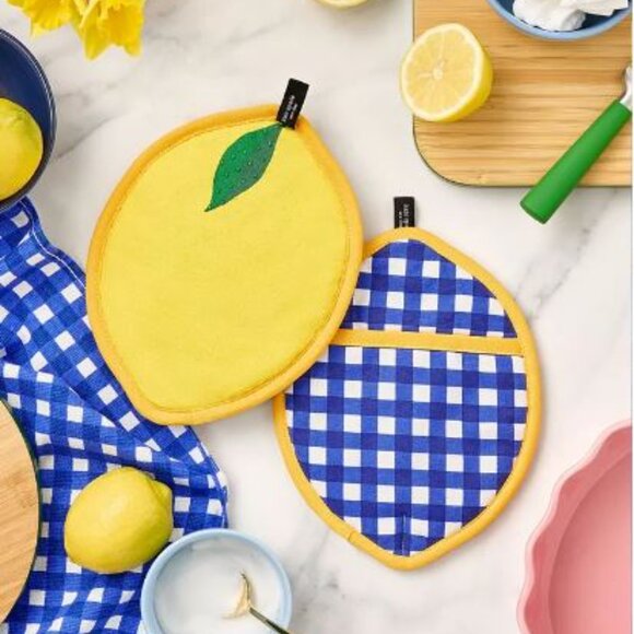 kate spade Other - Lemon Party and Spring Gingham 100% Woven Cotton Canvas Pot Holder 2-Pack